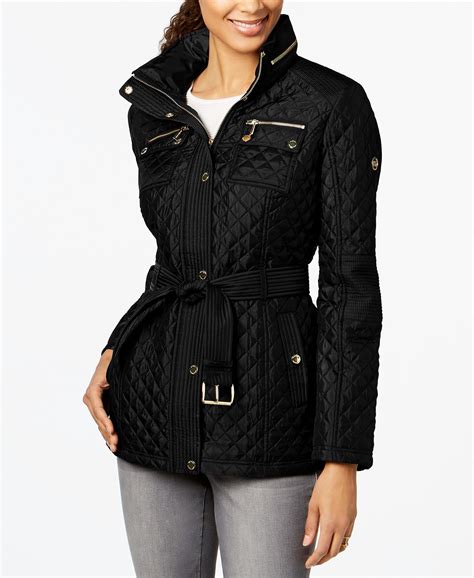 michael kors black wool coat|Michael Kors ladies padded coats.